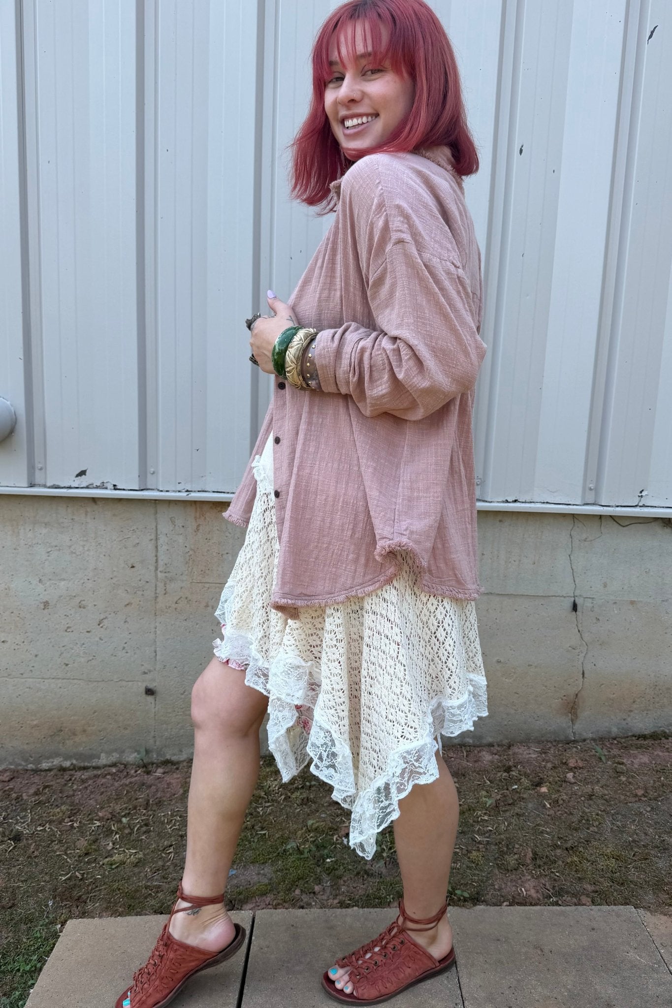 Easy Days Cotton Blend Botton Down - ivyandlavyboutique Karma Highway