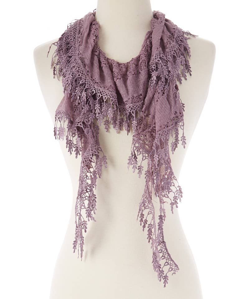 Elastic Lace Scarf in Deep Purple - ivyandlavyboutique J & X