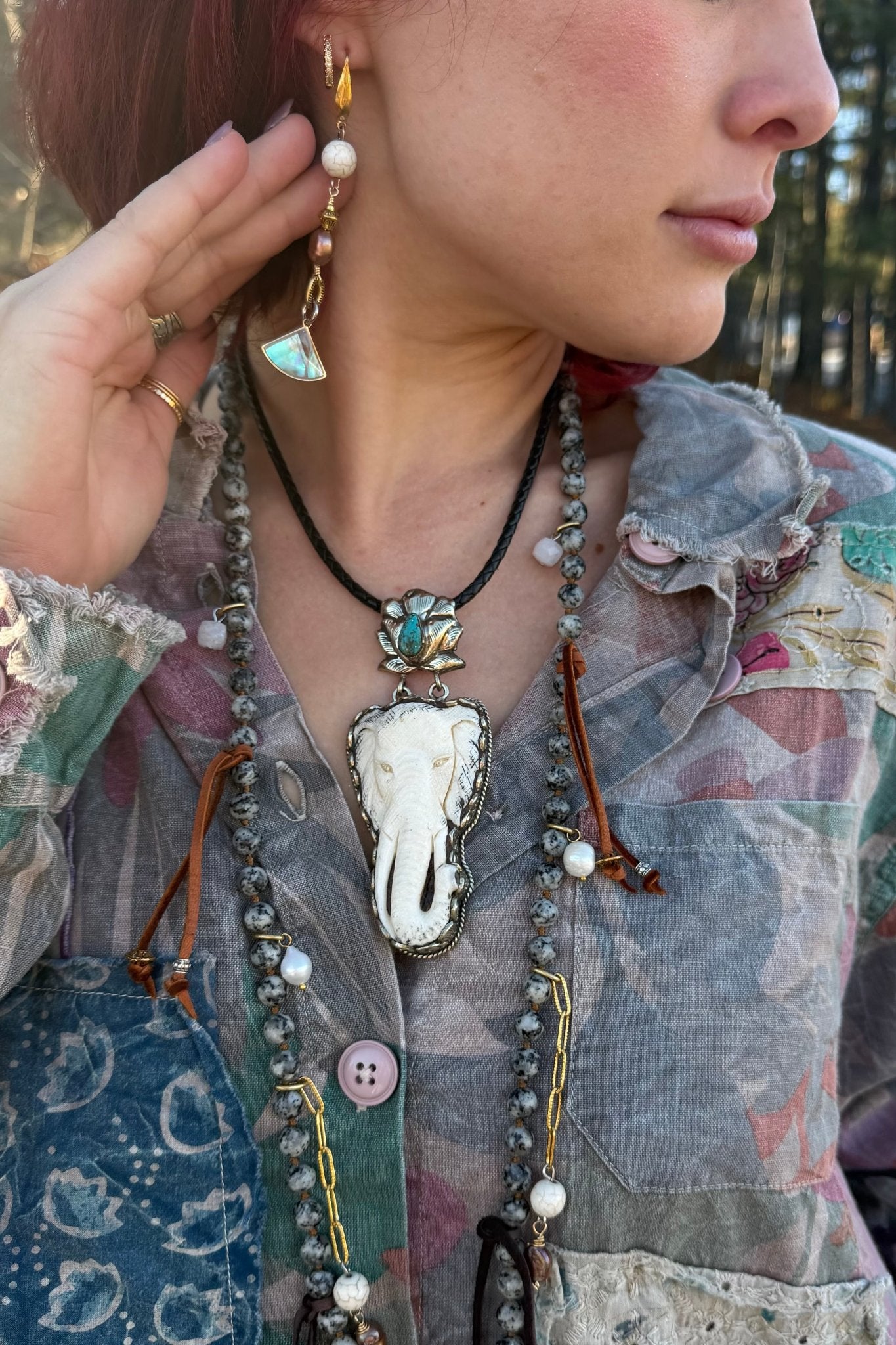 Elephant King Choker on Leather - ivyandlavyboutique ivyandlavyboutique