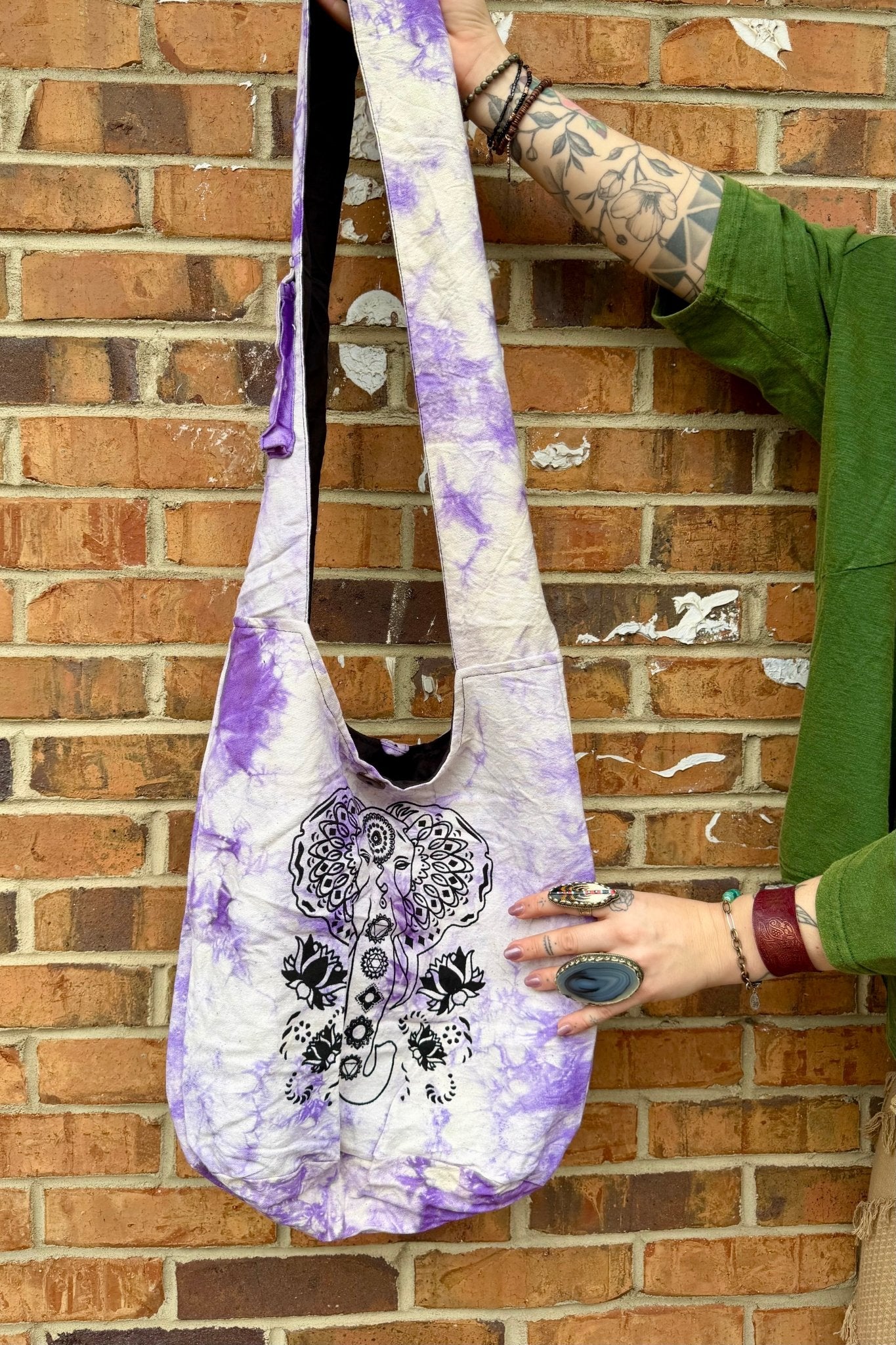 Elephant Print Tie - Dye Hobo Bag - ivyandlavyboutique Kathmandu Imports