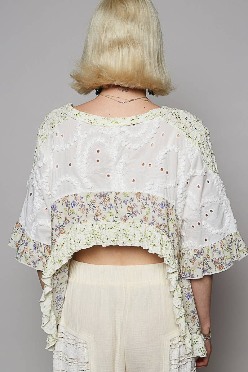 Ella Mae Round Neck Woven Top - ivyandlavyboutique Pol Clothing