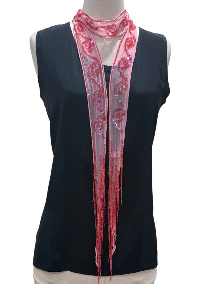 Embroidered Sequin Skinny Scarf Belt - ivyandlavyboutique J & X