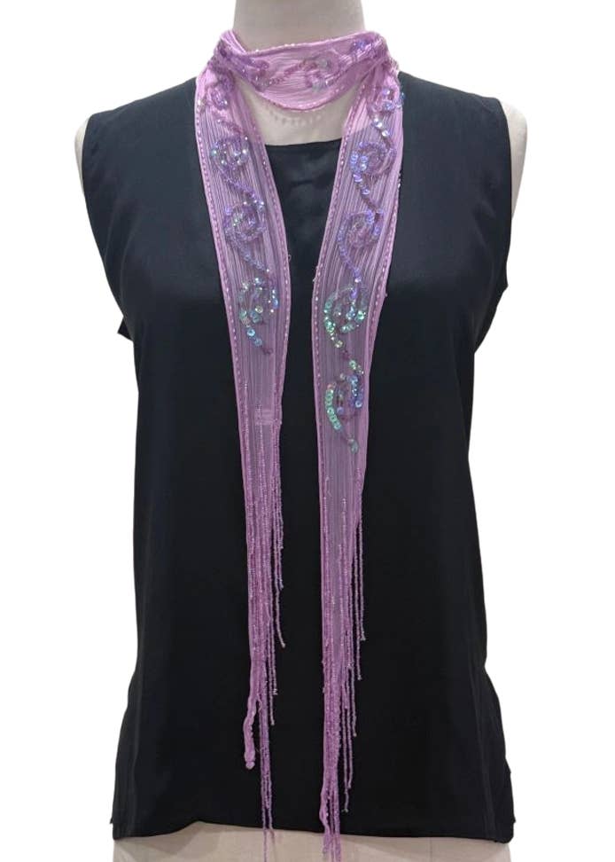 Embroidered Sequin Skinny Scarf Belt - ivyandlavyboutique J & X