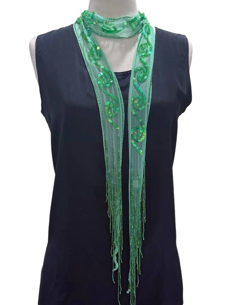 Embroidered Sequin Skinny Scarf Belt - ivyandlavyboutique J & X