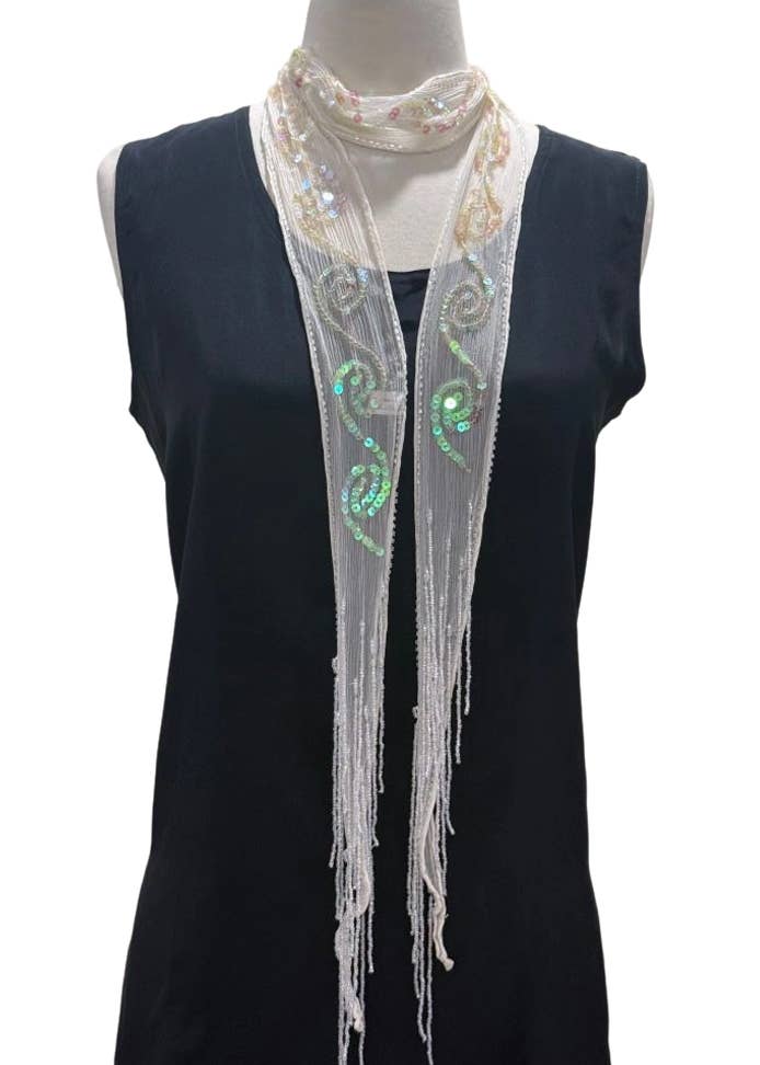 Embroidered Sequin Skinny Scarf Belt - ivyandlavyboutique J & X