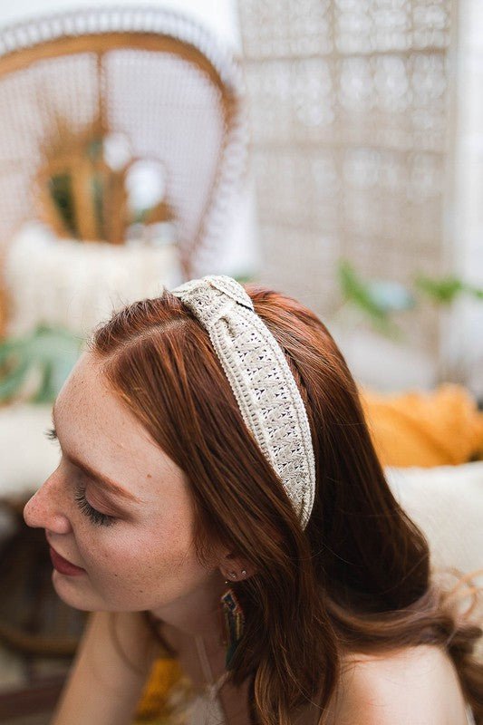 Embroidered Stitch Boho Knotted Headband - ivyandlavyboutique Leto Accessories