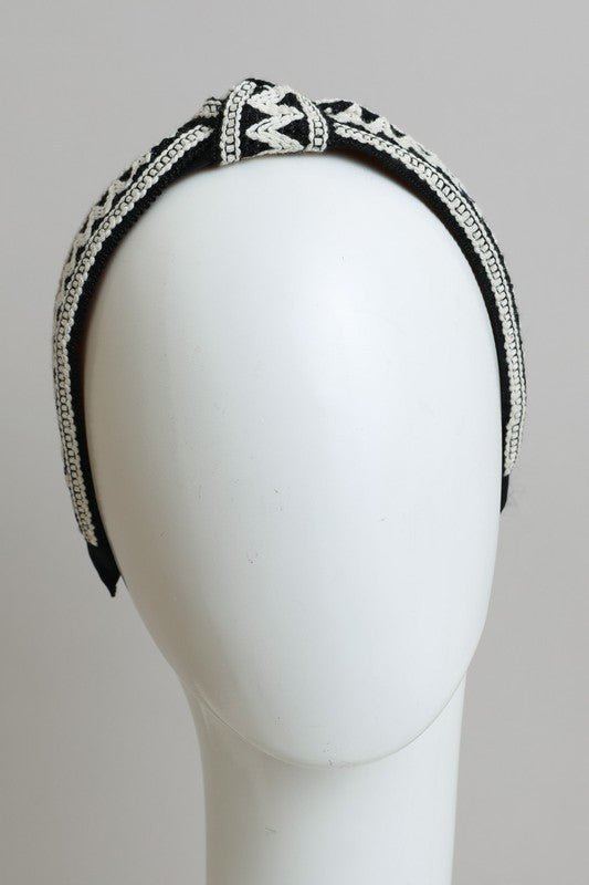 Embroidered Stitch Boho Knotted Headband - ivyandlavyboutique Leto Accessories