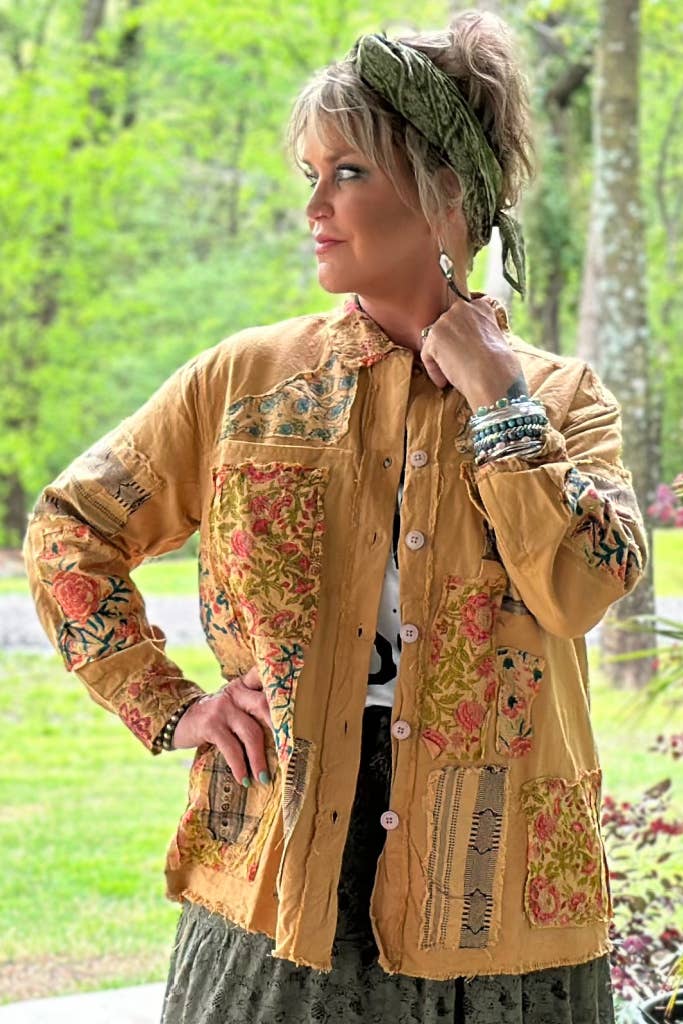 Evening Stroll Patched Top - ivyandlavyboutique Jaded Gypsy