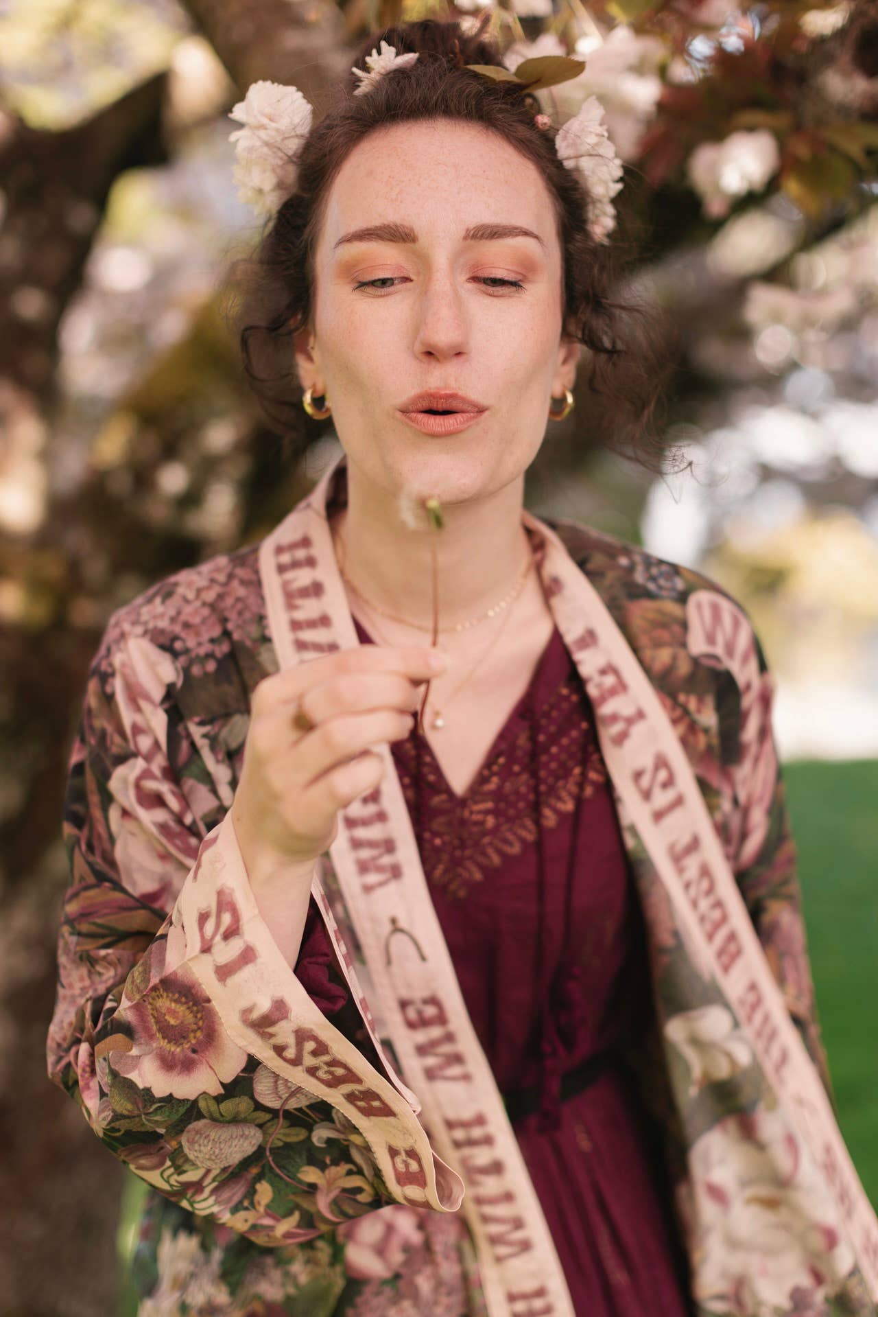 Make A Wish Pixie Duster Cropped Kimono w Wishbone Dandelion