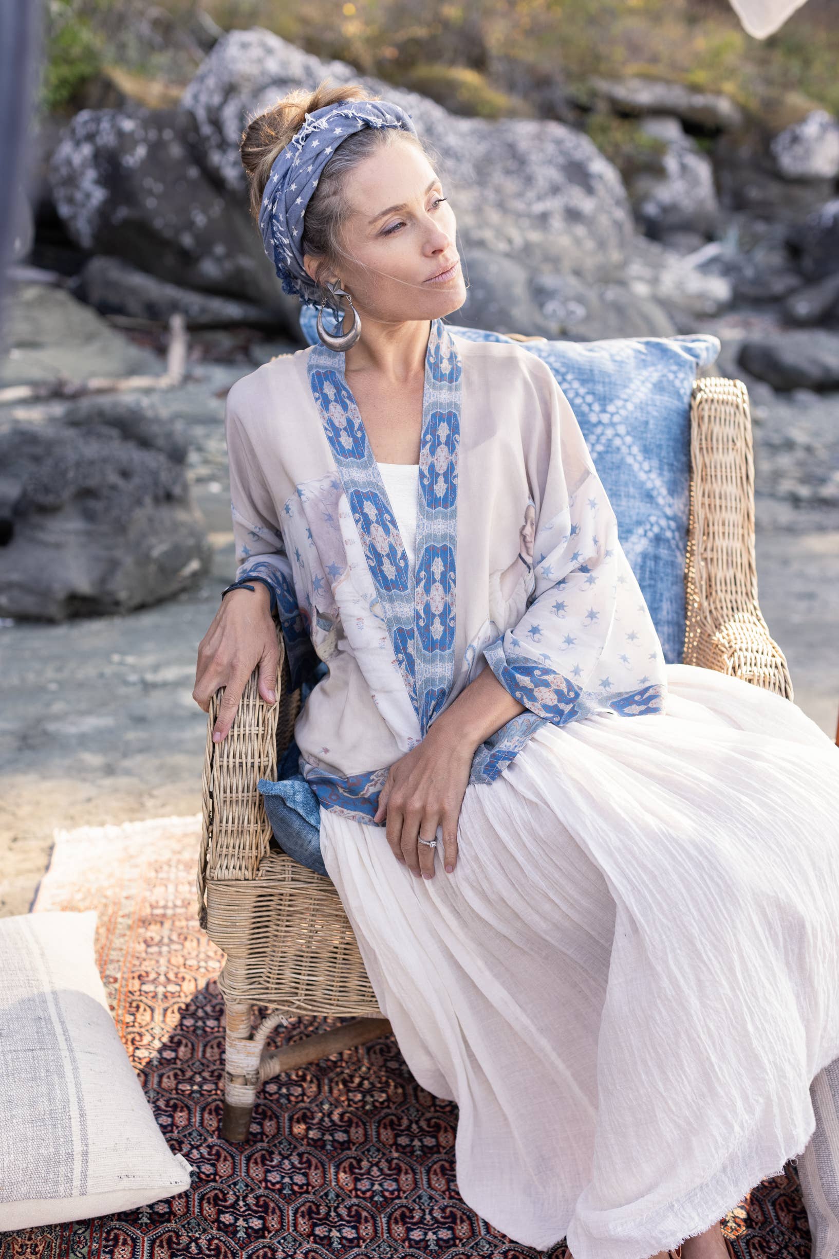 Head In The Clouds Pixie Duster Cropped Kimono w/ Stars