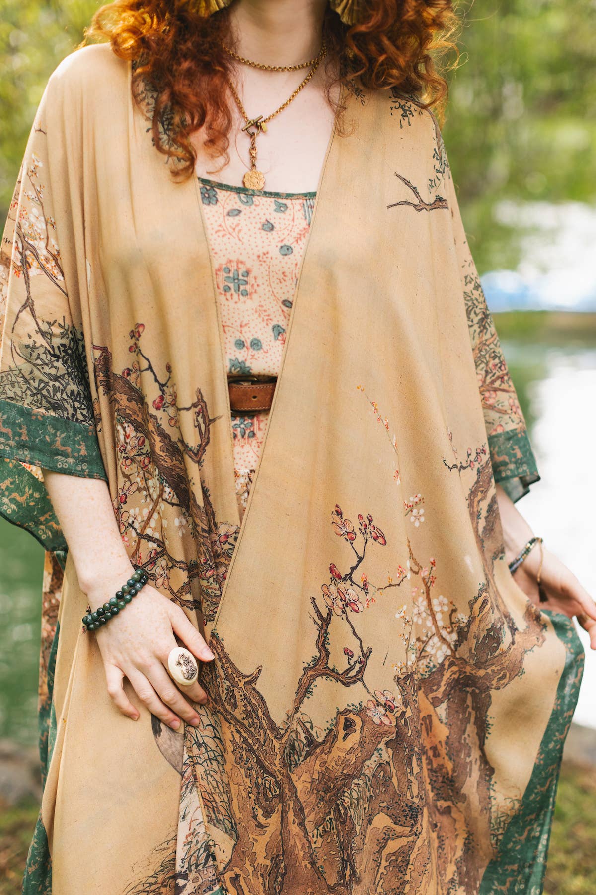 Fable Bohemian Goddess Starduster Kimono with Deer and Moon - ivyandlavyboutique Market of Stars