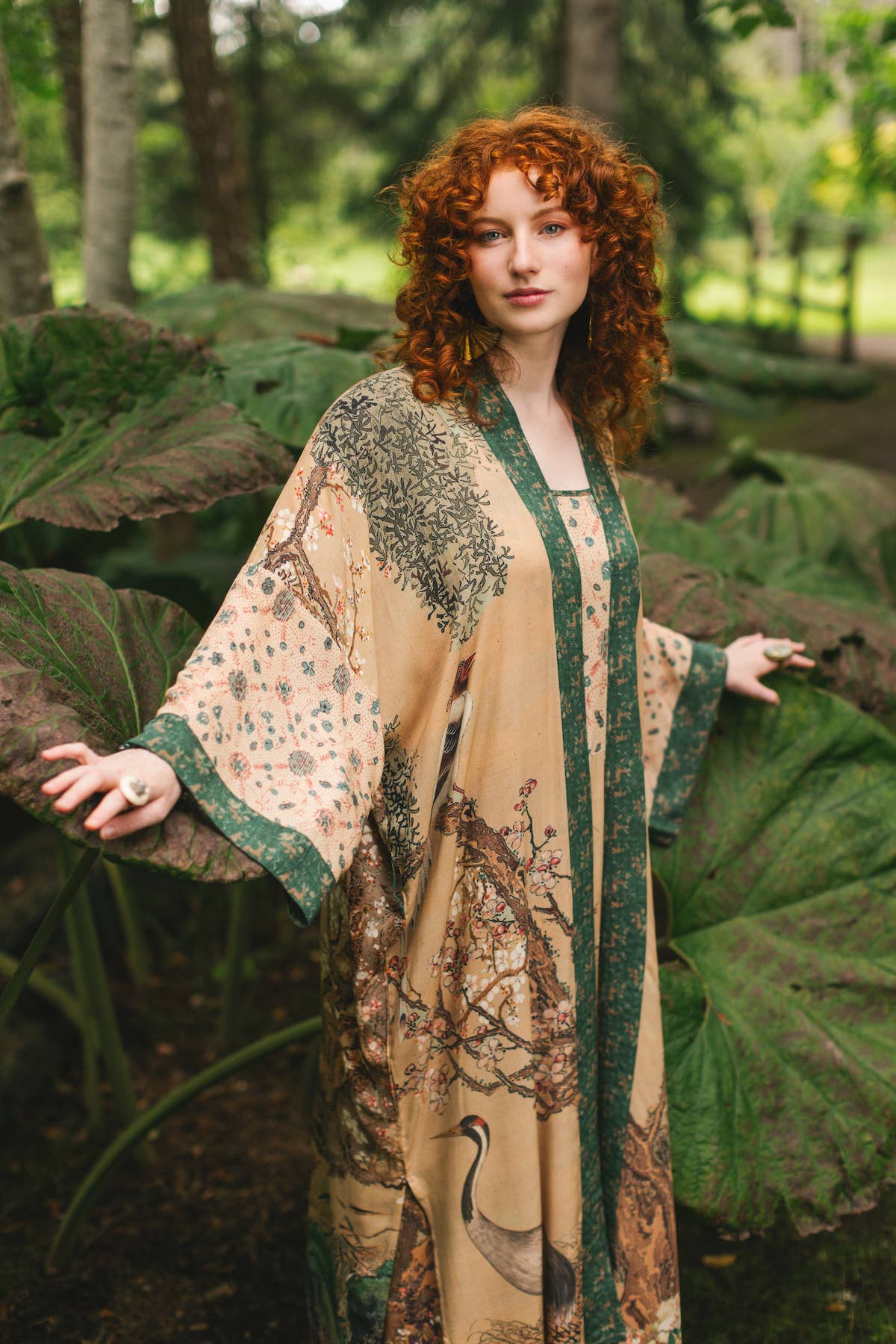 Fable Opera Duster Kimono Robe w/ Deer Moon & Blossom - ivyandlavyboutique Market of Stars