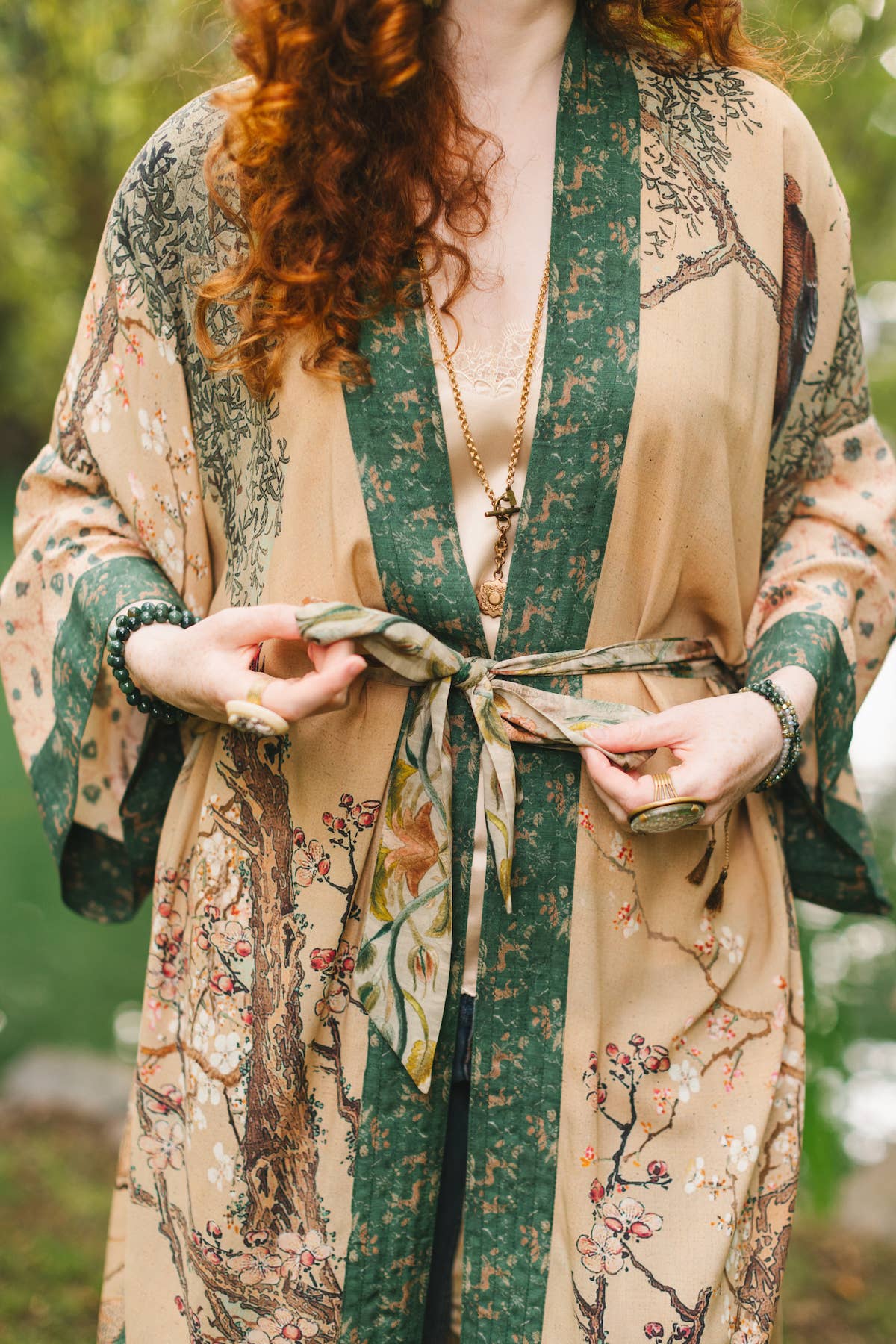 Fable Opera Duster Kimono Robe w/ Deer Moon & Blossom - ivyandlavyboutique Market of Stars