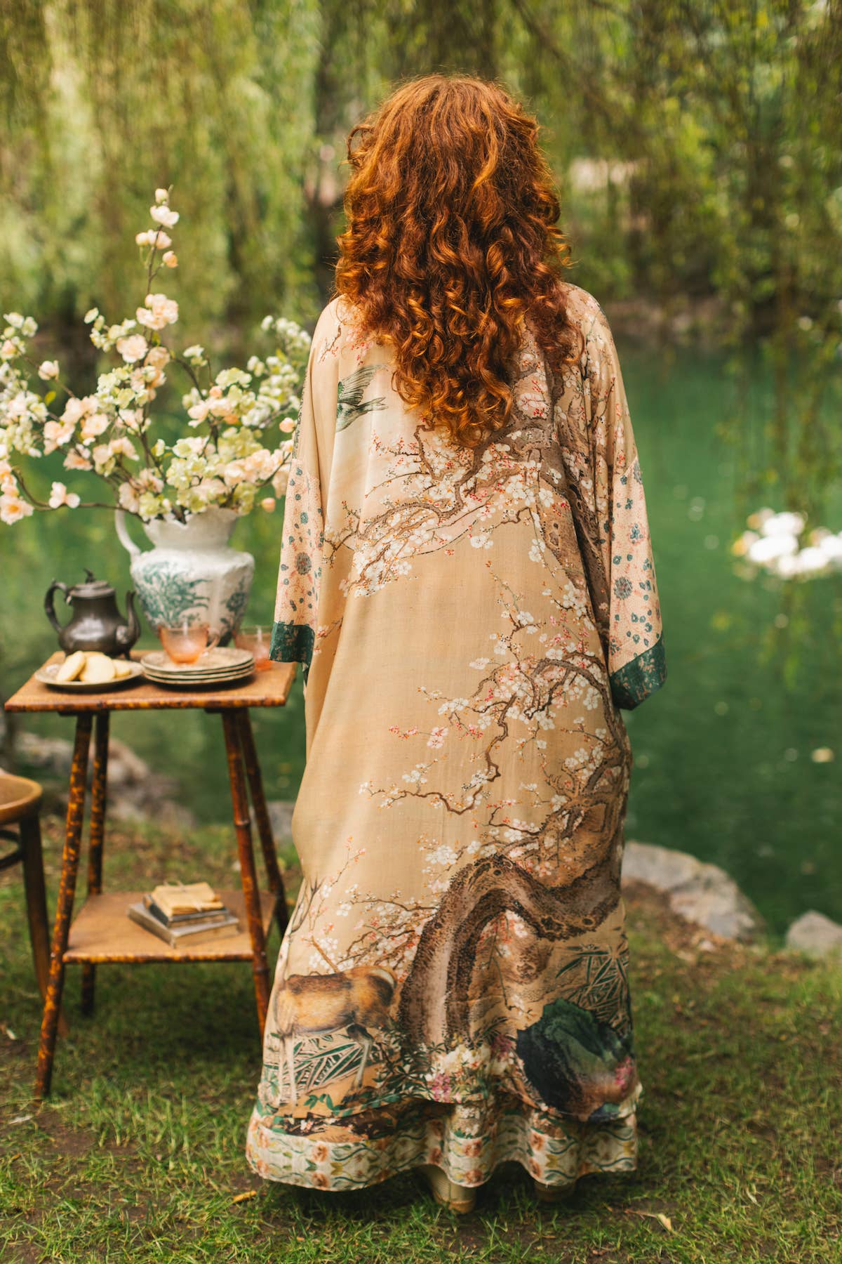 Fable Opera Duster Kimono Robe w/ Deer Moon & Blossom - ivyandlavyboutique Market of Stars