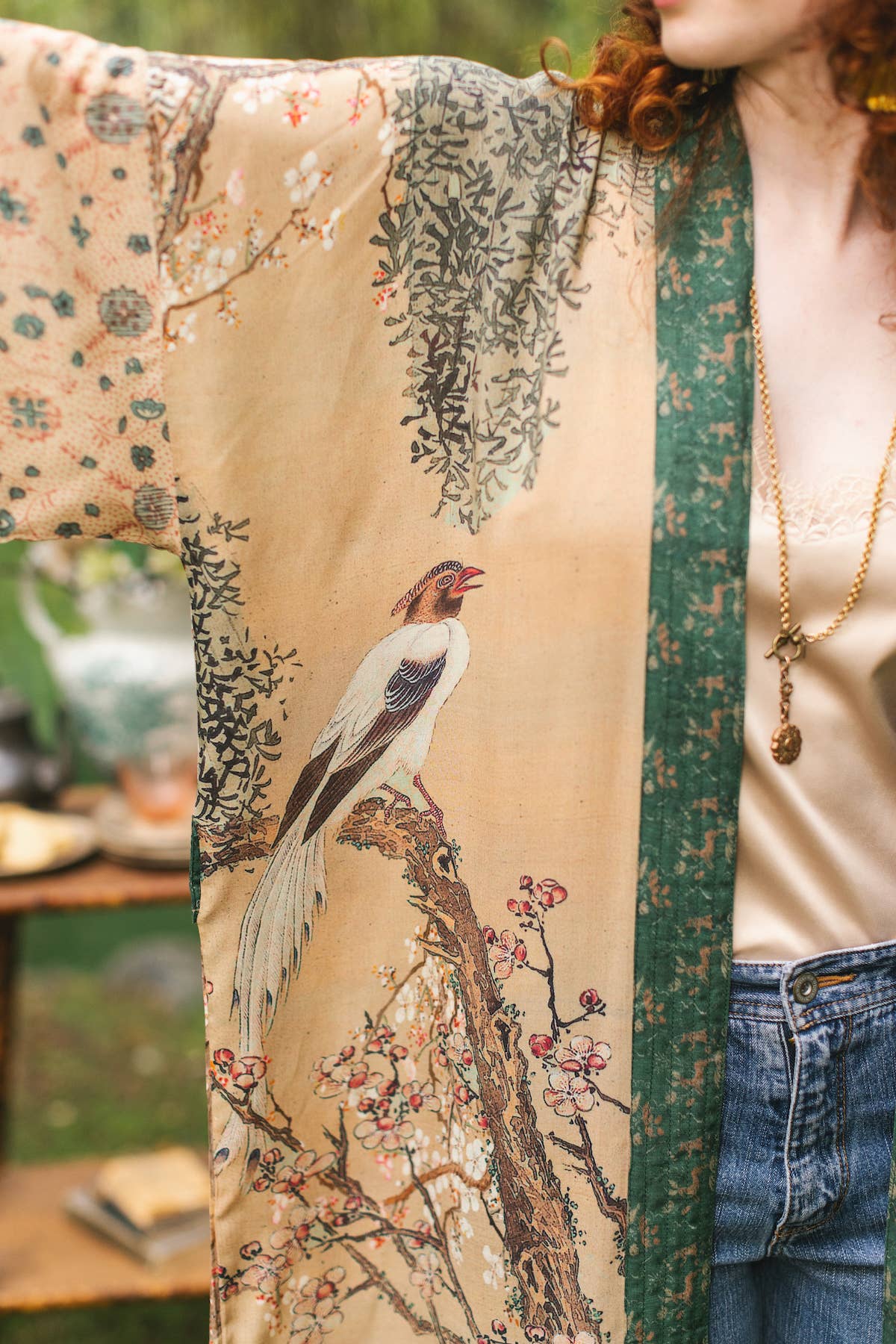Fable Opera Duster Kimono Robe w/ Deer Moon & Blossom - ivyandlavyboutique Market of Stars