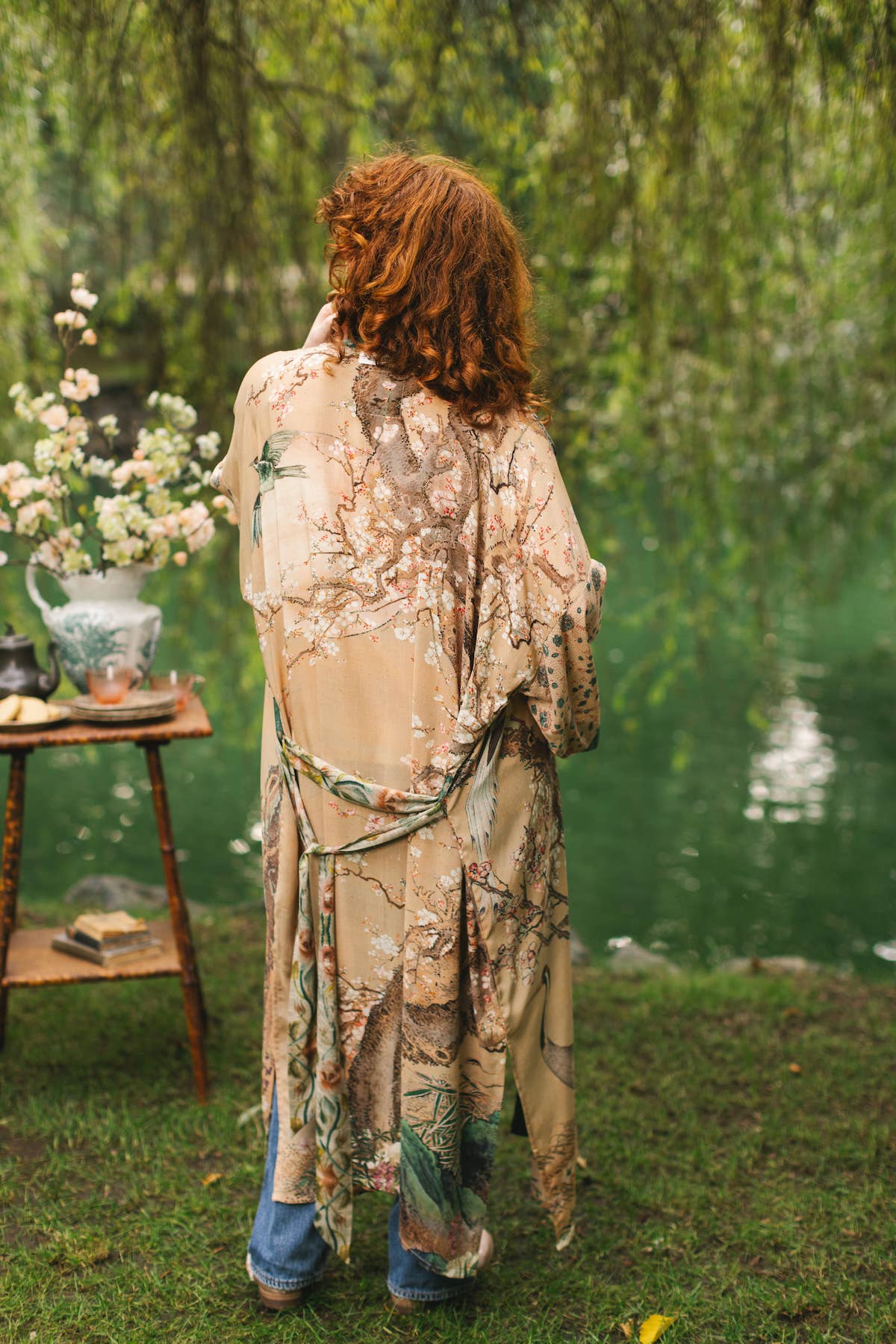 Fable Opera Duster Kimono Robe w/ Deer Moon & Blossom - ivyandlavyboutique Market of Stars