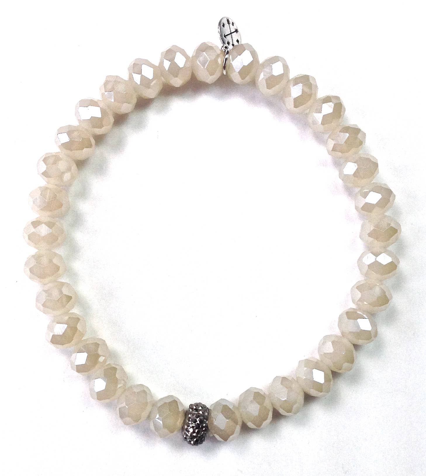 Faceted Glass Stretch Bracelet in Cream - ivyandlavyboutique Lost & Found Trading