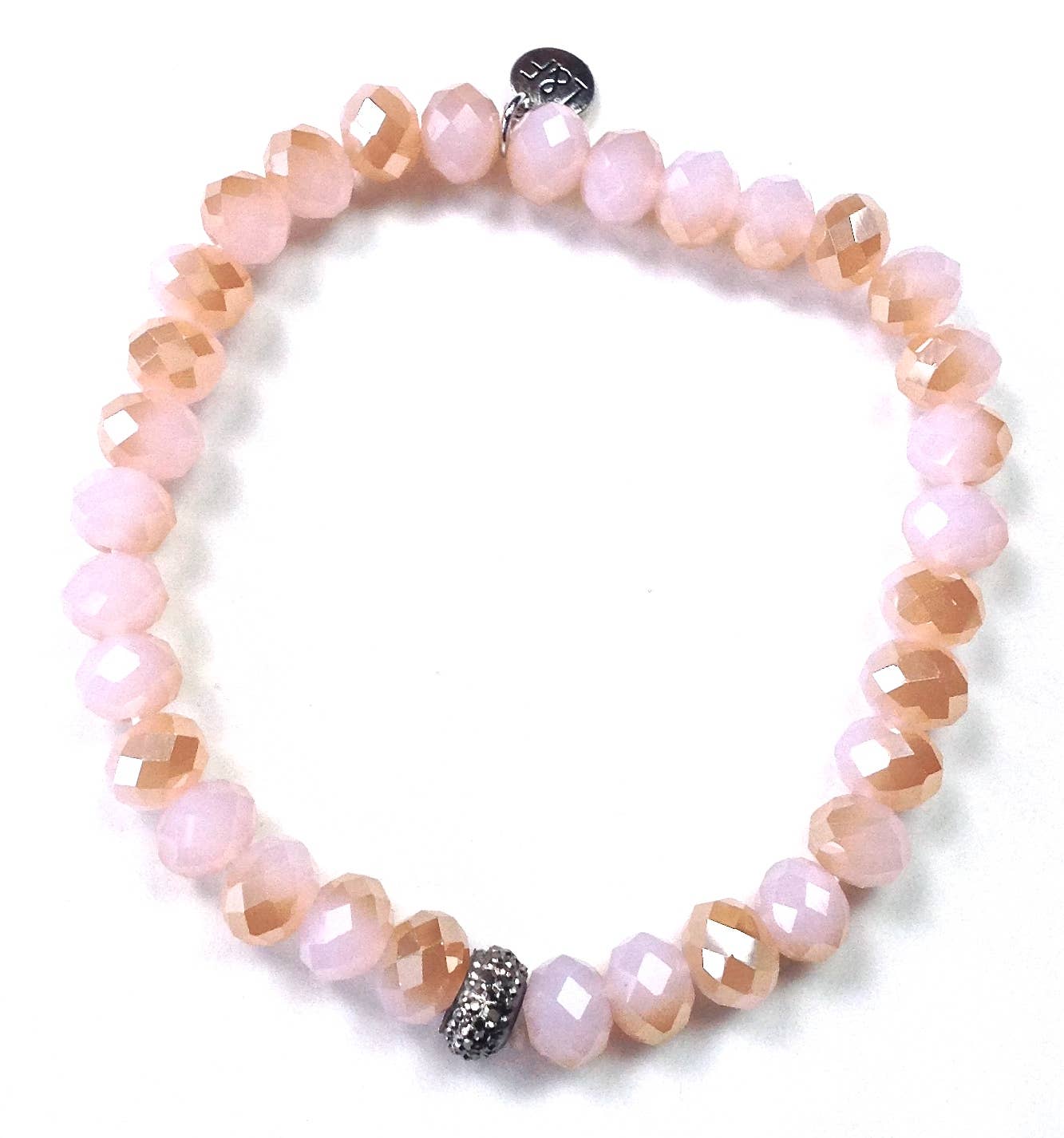 Faceted Glass Stretch Bracelet in Pink - ivyandlavyboutique Lost & Found Trading