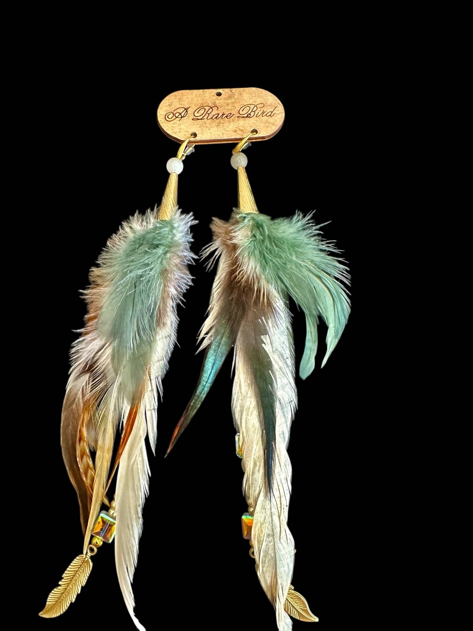 Fancy Neutral Feather Sparkle Earrings - ivyandlavyboutique A Rare Bird Shop