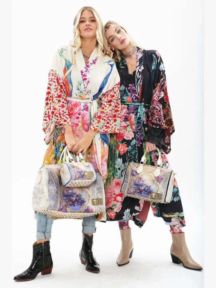 Fantasy Kimono/ Topper / Duster: Ivory Peacock - ivyandlavyboutique Aratta