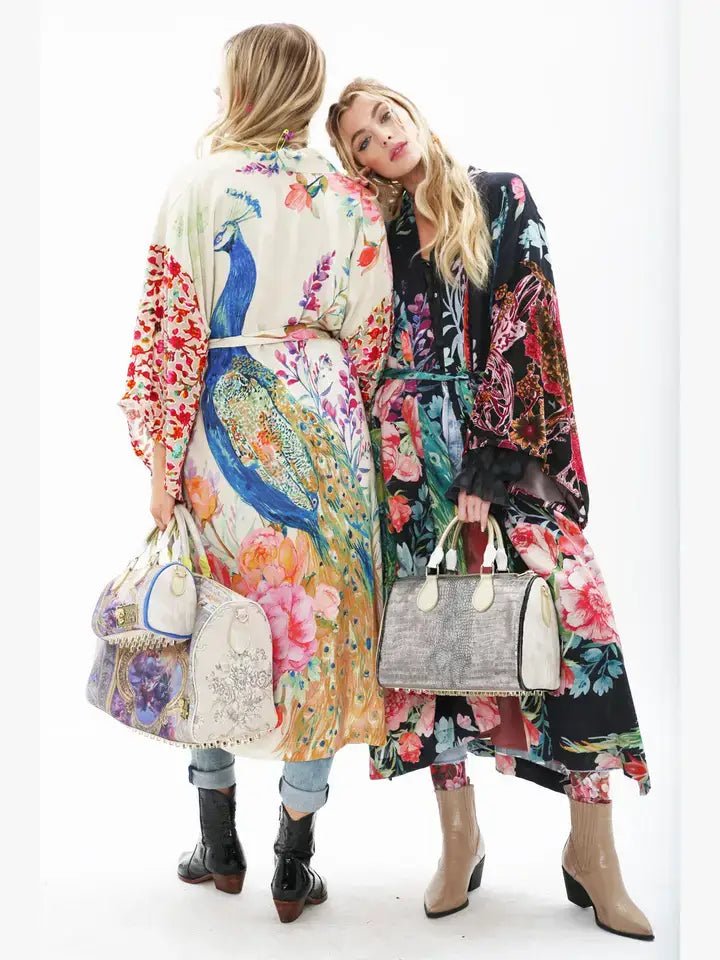 Fantasy Kimono/ Topper / Duster: Ivory Peacock - ivyandlavyboutique Aratta