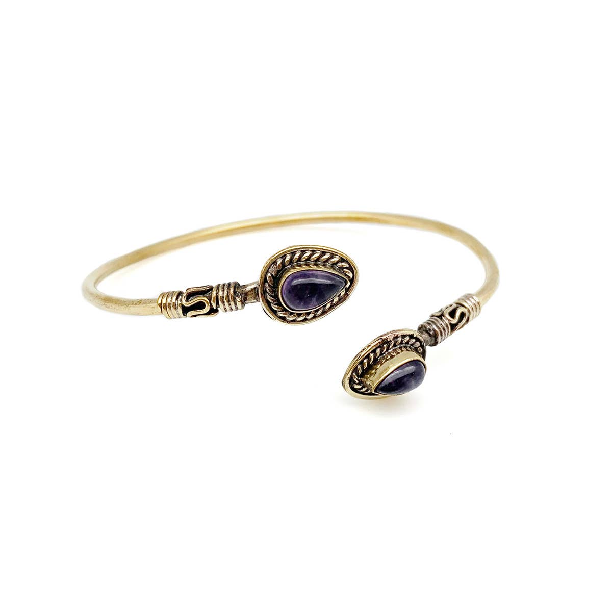 Tanvi Collection Bangle Bracelet - Gold with Amethyst
