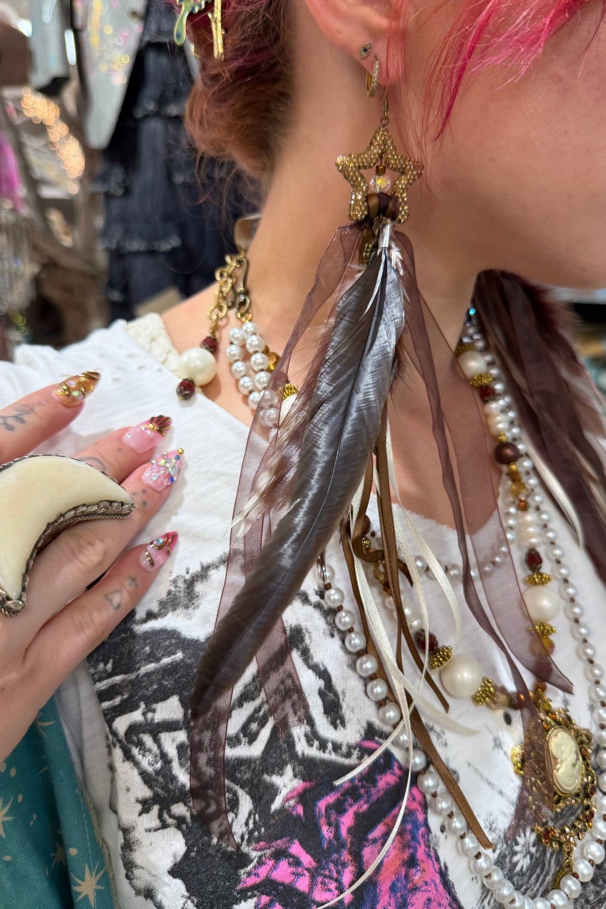 Feathers And Stars Earrings - Boho Wanderlust Boutique A Rare Bird Shop