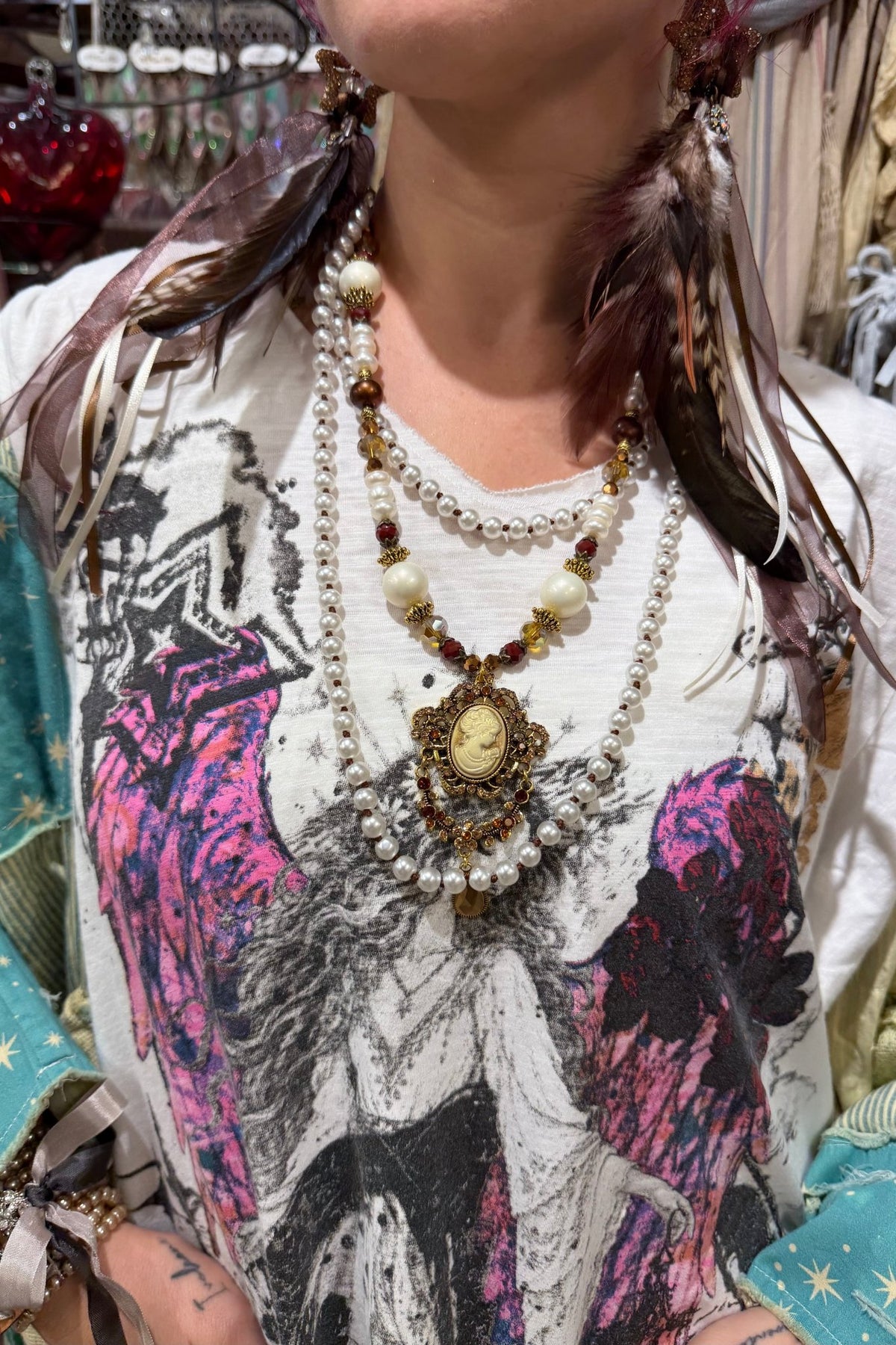 Feathers And Stars Earrings - Boho Wanderlust Boutique A Rare Bird Shop