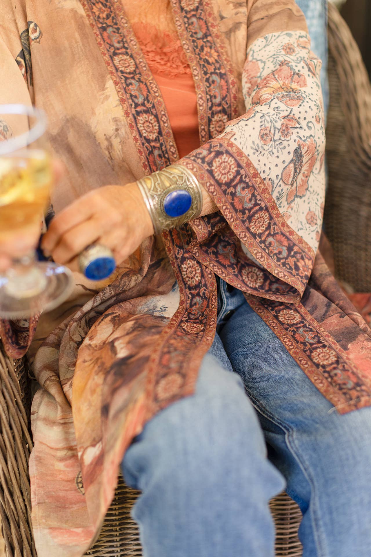 The Storyteller Matinée Duster Kimono w/ Sunflowers, Pottery