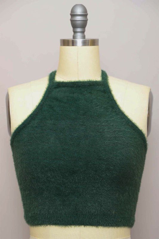 Feeling Fuzzy Halter Cropped Top - ivyandlavyboutique Leto Accessories