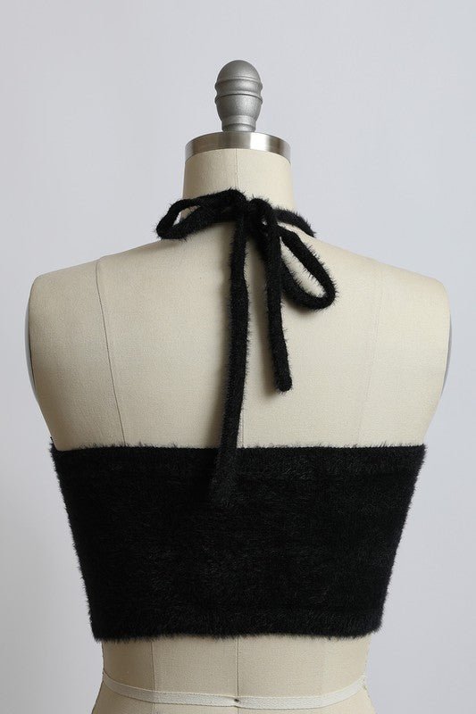 Feeling Fuzzy Halter Cropped Top - ivyandlavyboutique Leto Accessories