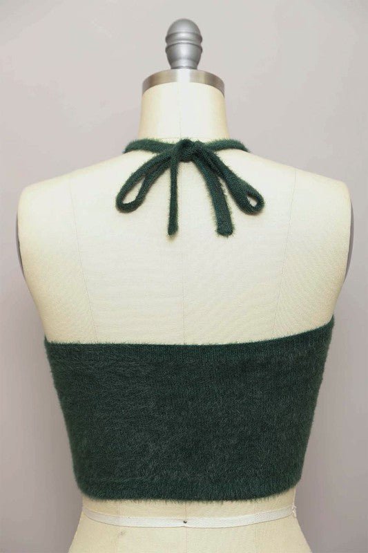 Feeling Fuzzy Halter Cropped Top - ivyandlavyboutique Leto Accessories