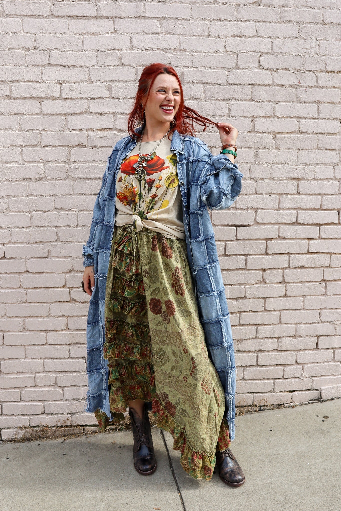 Fields of Dreams Skirt in Moss - ivyandlavyboutique Jaded Gypsy