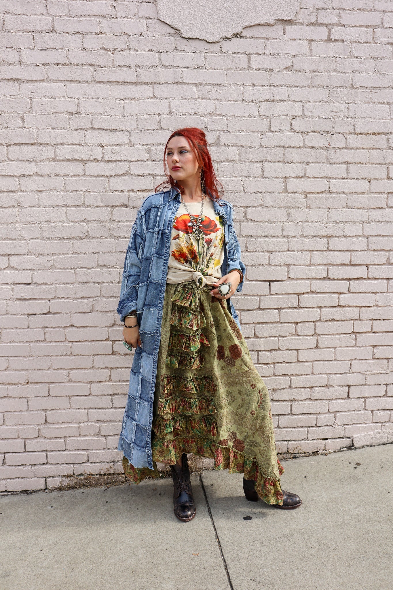 Fields of Dreams Skirt in Moss - ivyandlavyboutique Jaded Gypsy