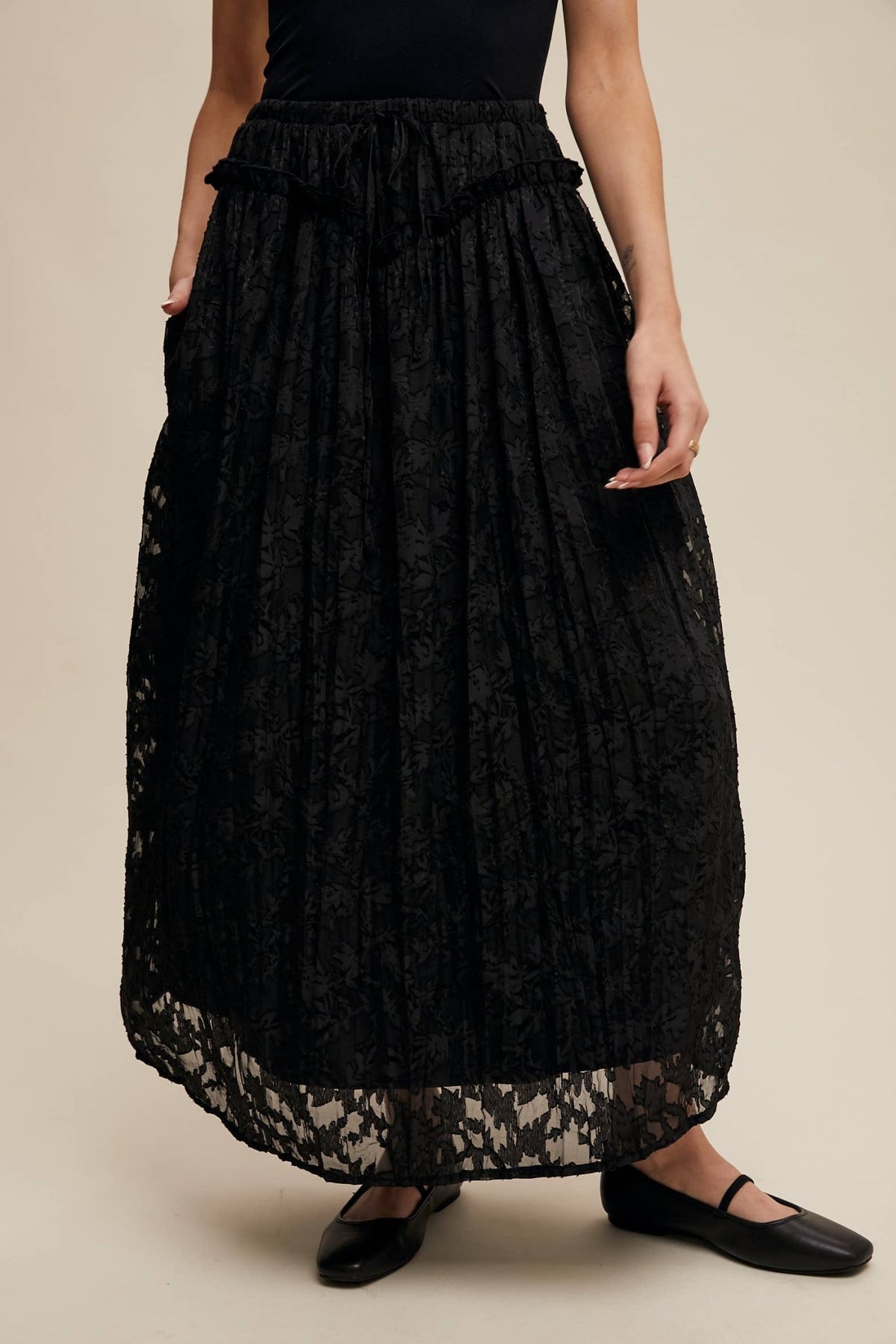 Final Sale - Floral Textured Maxi Skirt - ivyandlavyboutique Listicle