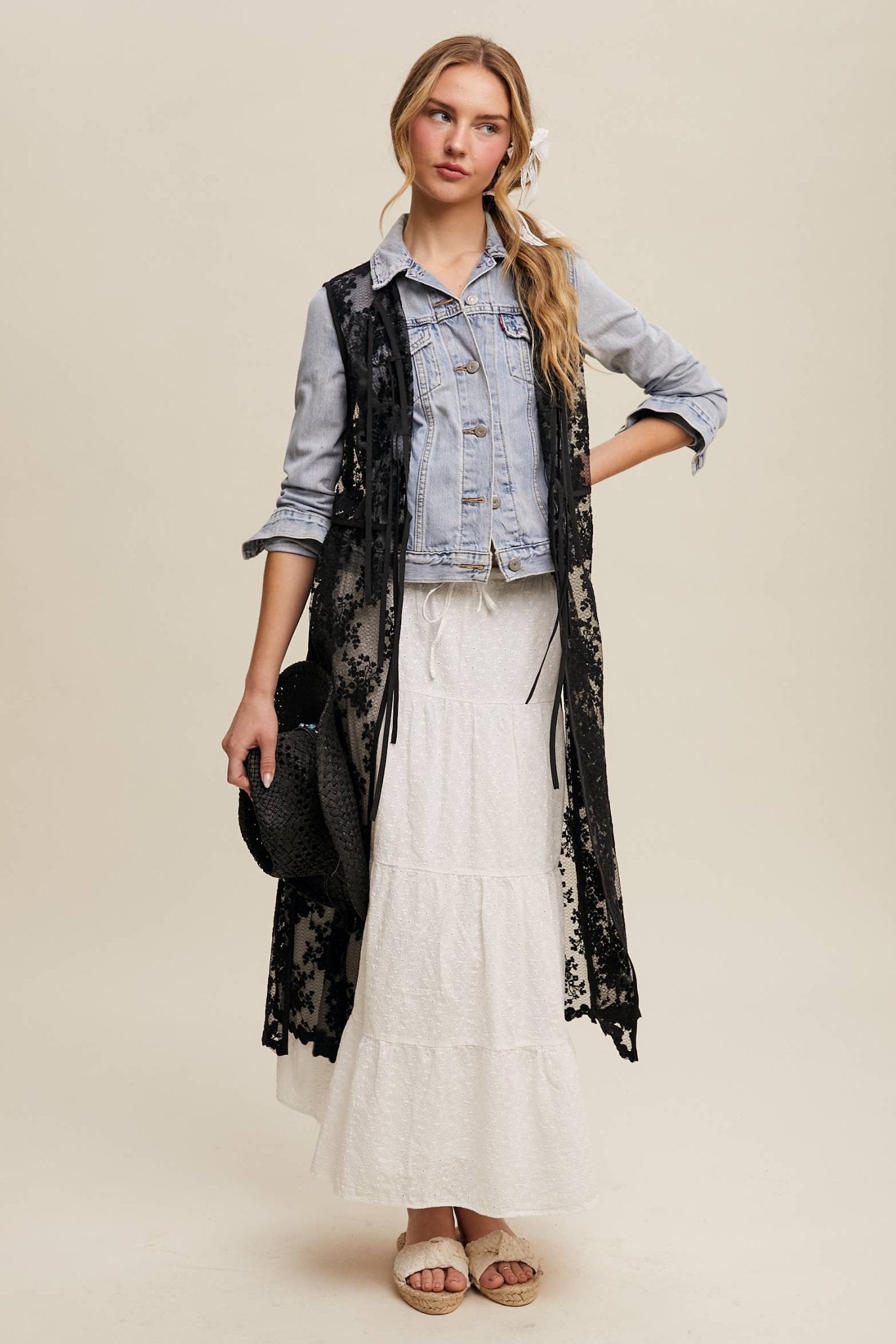 Final Sale - Sheer Floral Embroidered Lace Vest: Black - ivyandlavyboutique Listicle