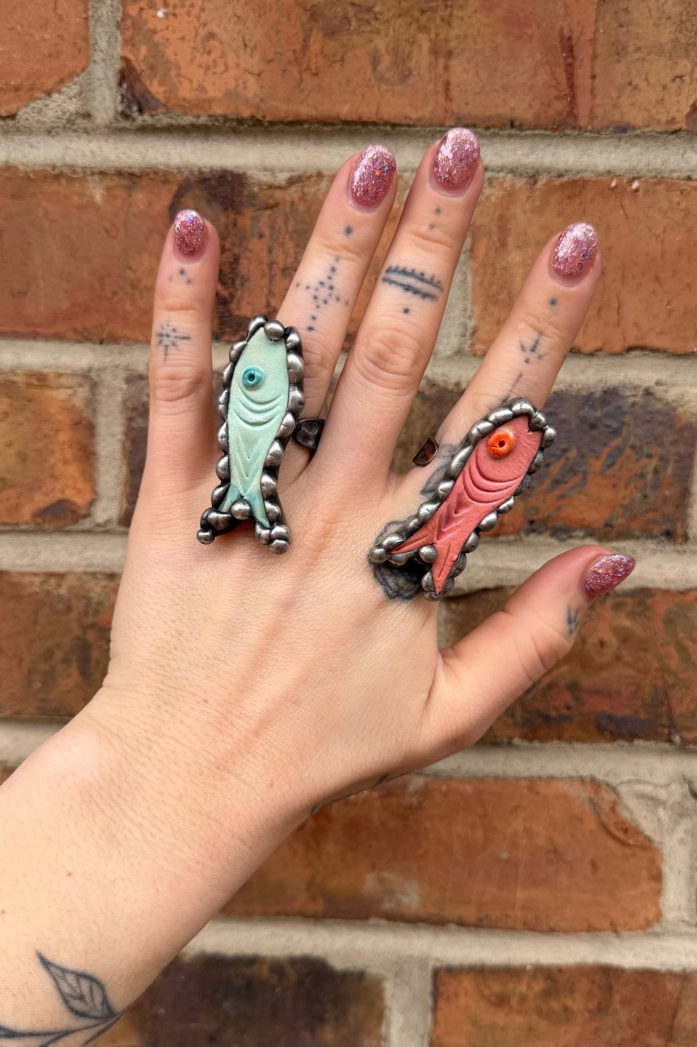 Fishy Pottery Ring - Pink or Green - ivyandlavyboutique ivyandlavyboutique