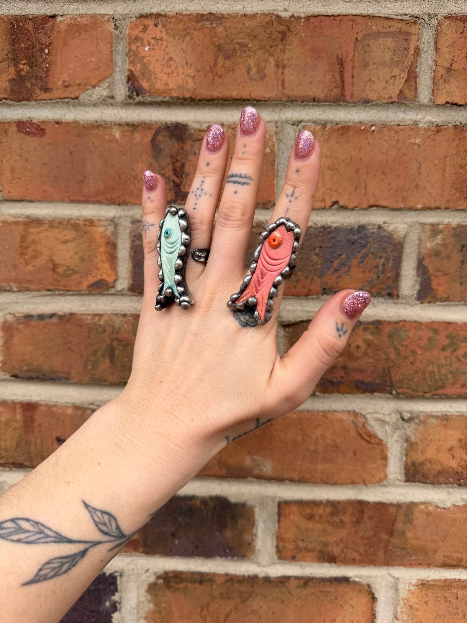 Fishy Pottery Ring - Pink or Green - ivyandlavyboutique ivyandlavyboutique