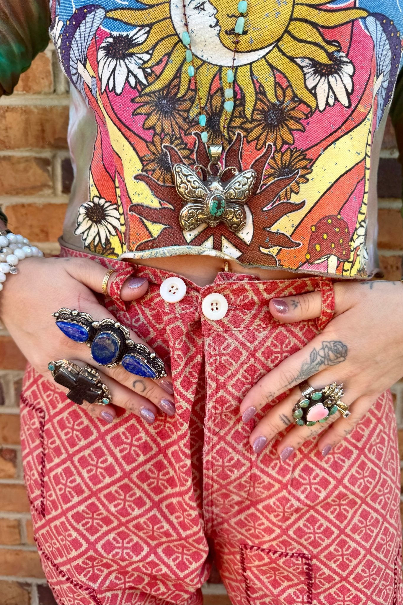 Flaming Heart in Pink Shell & Turquoise - ivyandlavyboutique ivyandlavyboutique