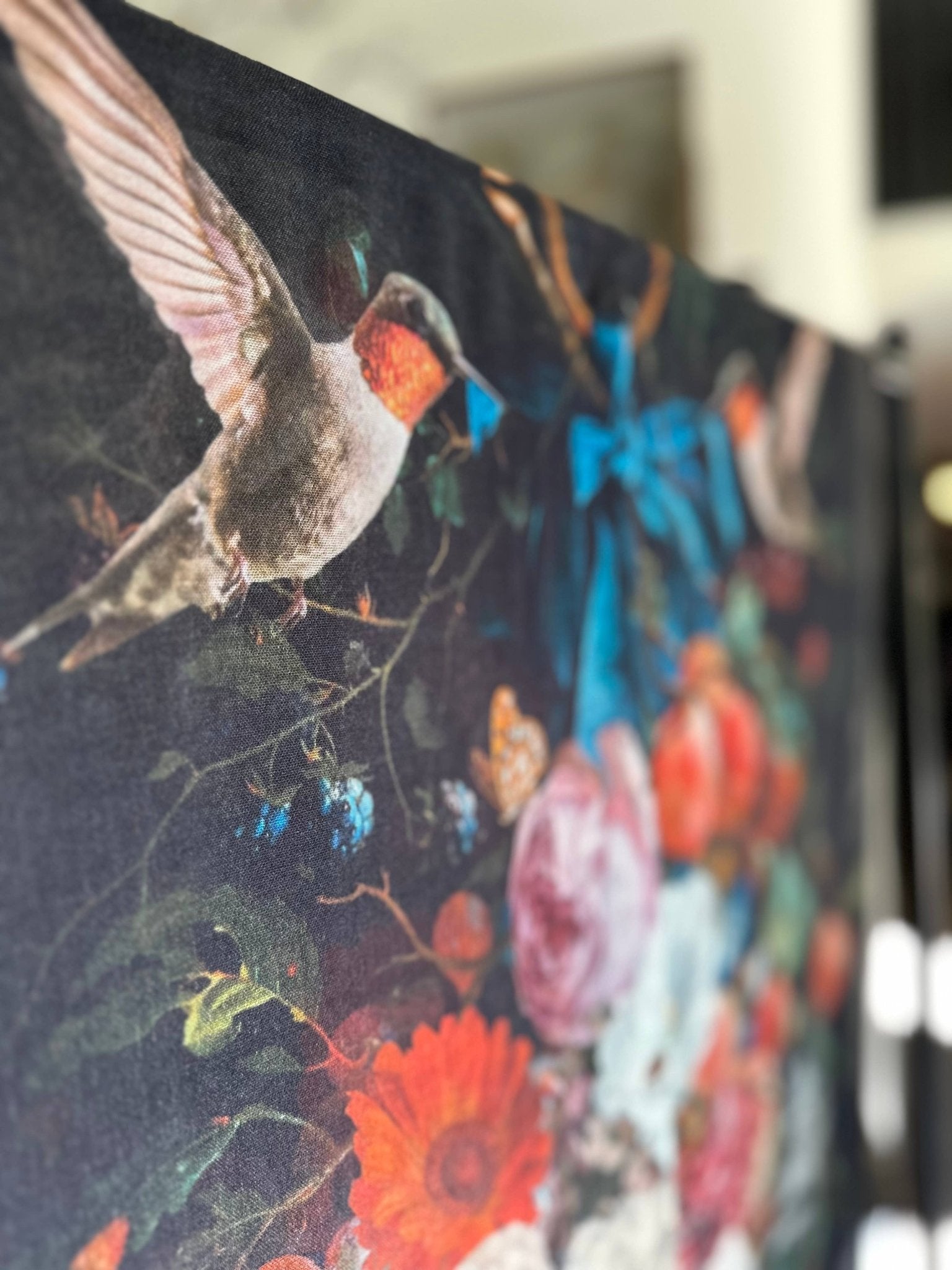 Flight of Fancy Floral Scarf with Hummingbirds Print - ivyandlavyboutique Market of Stars