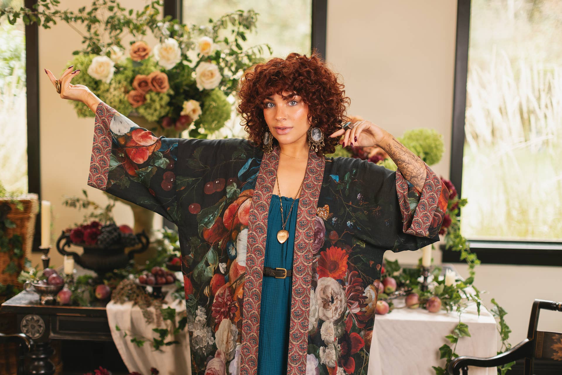 Flight of Fancy Opera Duster Kimono Robe Hummingbird Print - ivyandlavyboutique Market of Stars