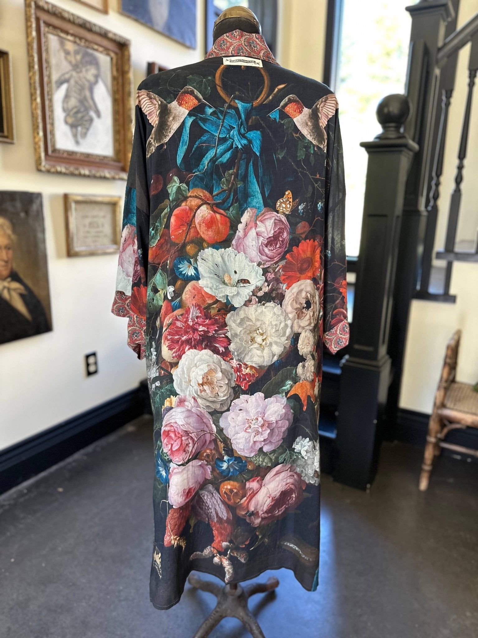 Flight of Fancy Opera Duster Kimono Robe Hummingbird Print - ivyandlavyboutique Market of Stars