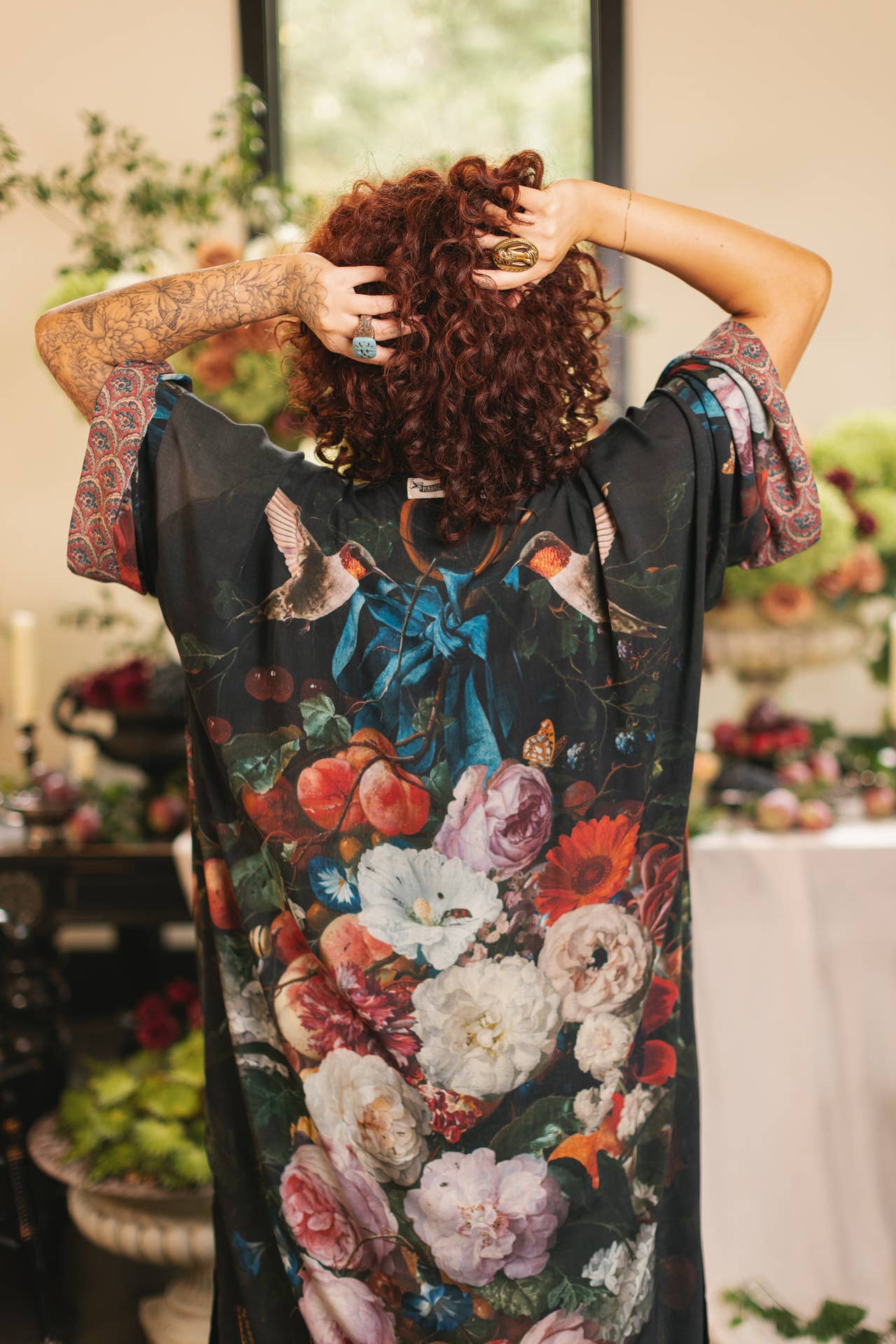Flight of Fancy Opera Duster Kimono Robe Hummingbird Print - ivyandlavyboutique Market of Stars