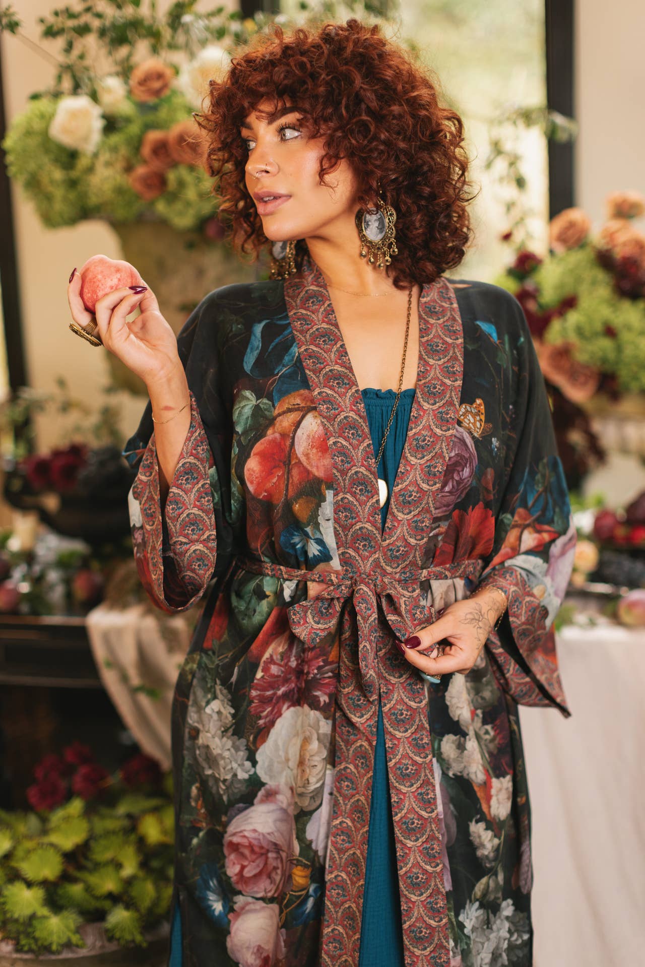 Flight of Fancy Opera Duster Kimono Robe Hummingbird Print - ivyandlavyboutique Market of Stars