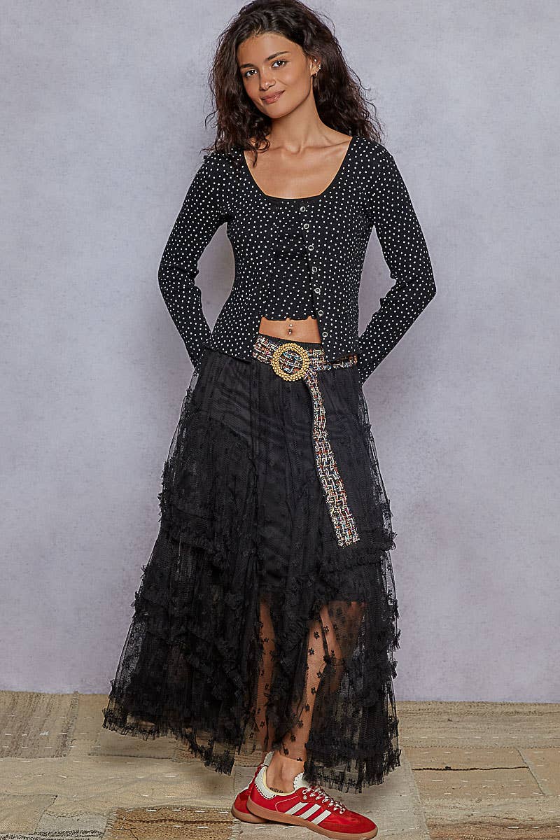 Floral embroidered ruffle lace crochet skirts - ivyandlavyboutique Pol Clothing
