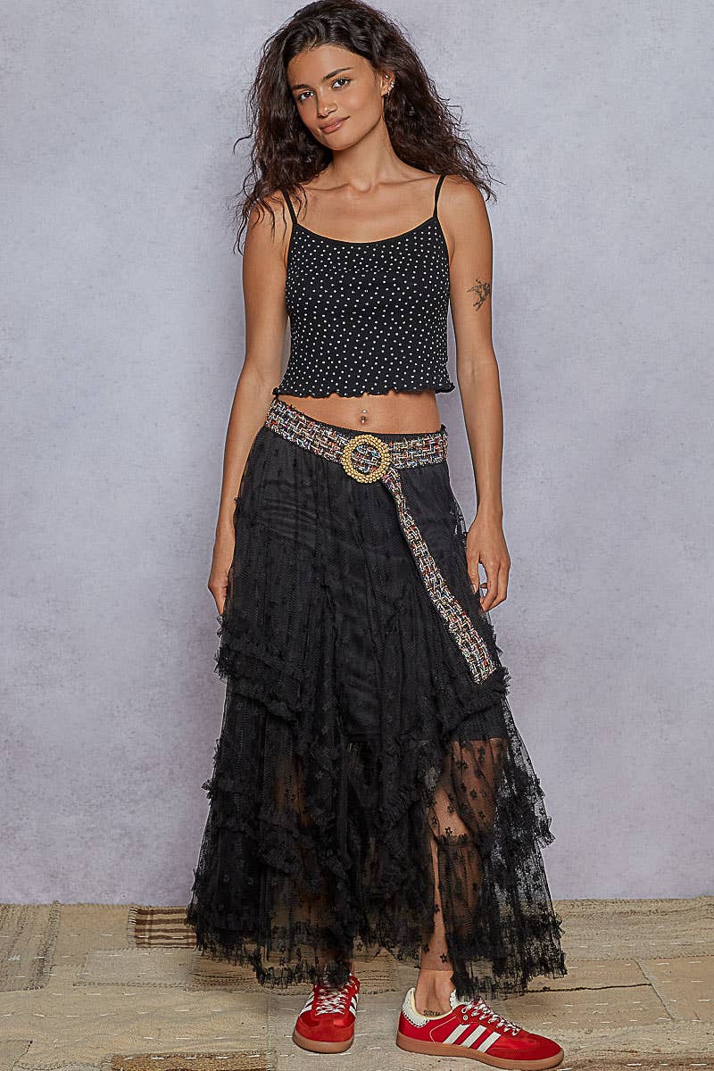Floral embroidered ruffle lace crochet skirts - ivyandlavyboutique Pol Clothing