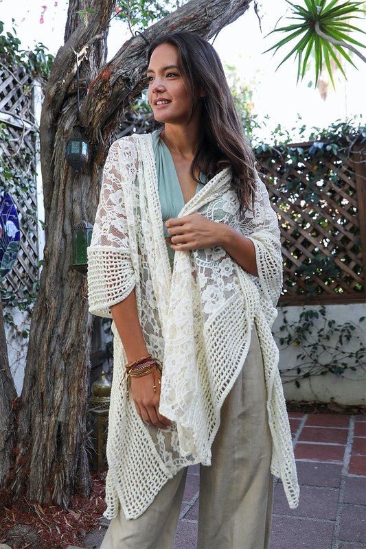 Floral Lace Textured Kimono - ivyandlavyboutique Leto Accessories
