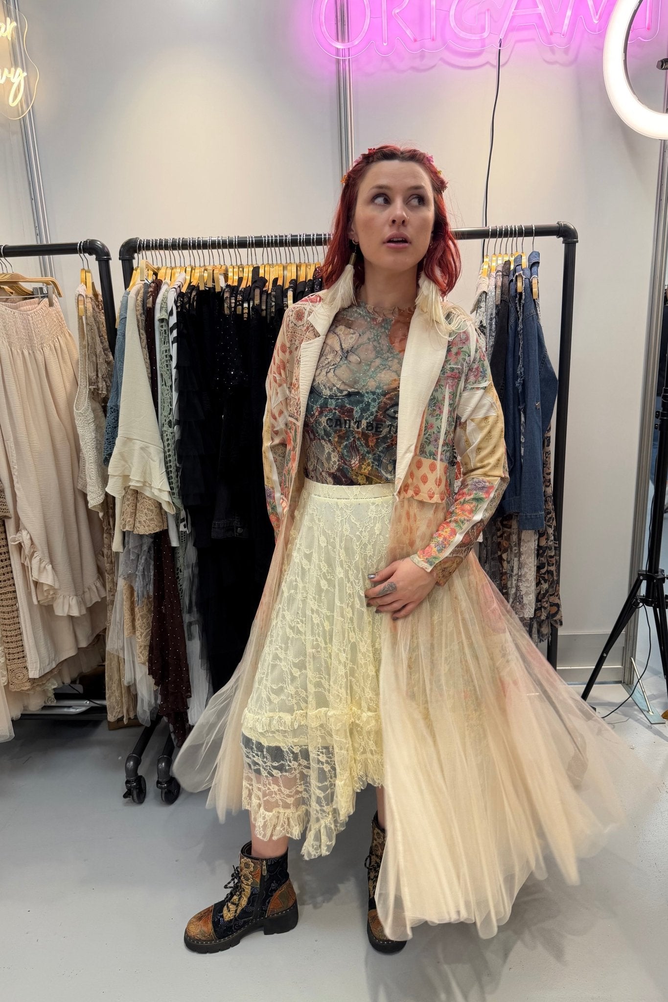 Floral Print Jacket - ols - 4773 - ivyandlavyboutique Origami Apparel ~ Lace and Crochet inspired