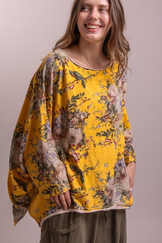Flower Power Oversized Top - Boho Wanderlust Boutique Blue Velvet