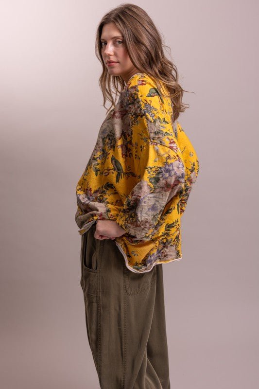 Flower Power Oversized Top - Boho Wanderlust Boutique Blue Velvet